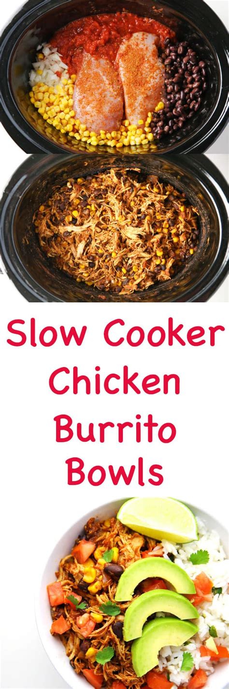 Slow Cooker Chicken Burrito Bowls Tastefulventure