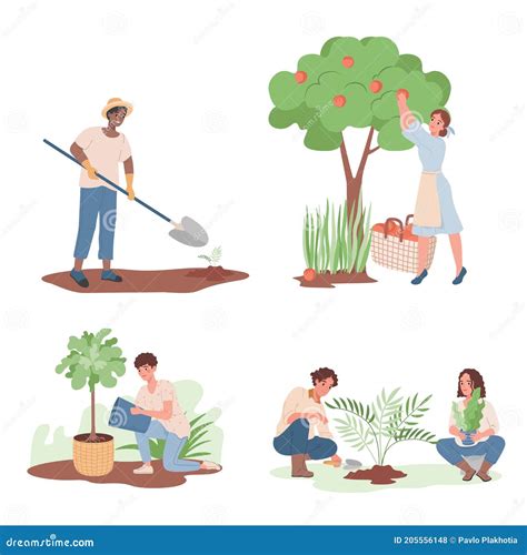 Gardening Agriculture Gardener Hobby Vector Flat Illustration People