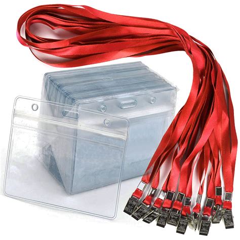 Buy Lanyards With Id Badge Holder 50 Pack Clear Waterproof Plastic