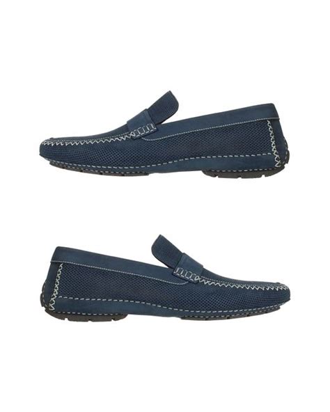 Moreschi Portofino Navy Blue Perforated Suede Driver Shoes In Blue