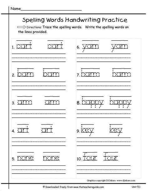 1St Grade Handwriting Practice Sheets Worksheets for all | Download and