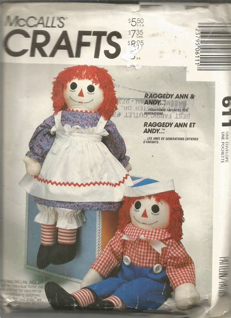 Original Raggedy Ann And Andy Doll Patterns Vintage Mccalls Etsy Doll