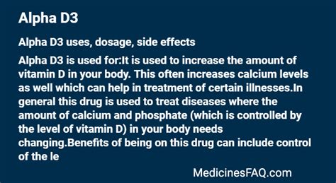 Alpha D3 Uses Dosage Side Effects Faq Medicinesfaq