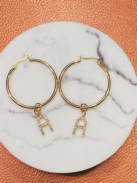 Excited To Share The Latest Addition To My Etsy Shop Gold Initial Hoop Earrings Earrings Photo