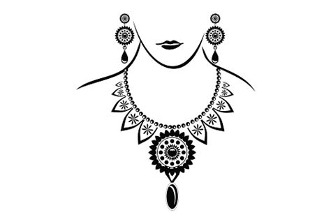 Beautiful Necklace Jewellery Silhouette Illustration Stock Illustration