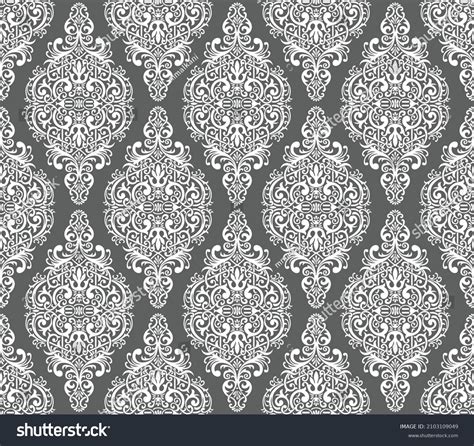 Seamless Traditional Asian Damask Wallpaper Design Stock Vector