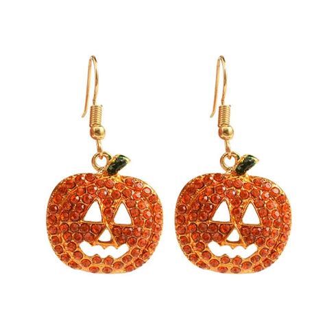 1 Pair Halloween Pumpkin Earrings Alloy Pumpkin Pendant Earrings For