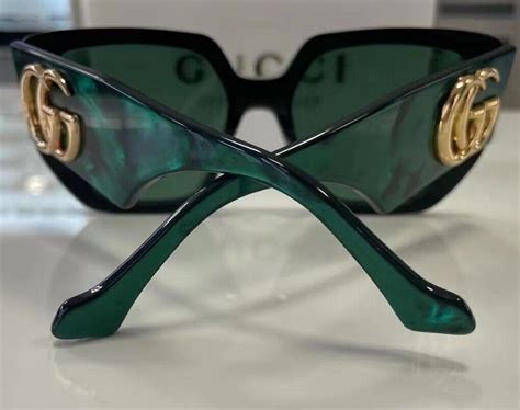 gucci gg0956s 001 black gold green lens square woman authentic ebay