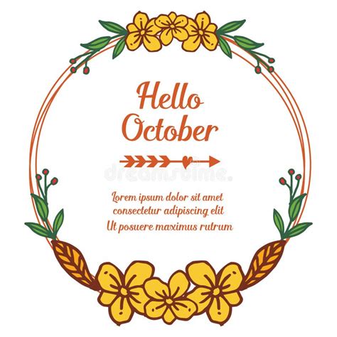 Template Of Handwritten Lettering Hello October With Abstract Autumn