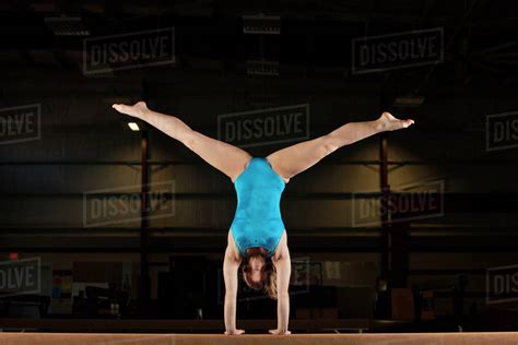 Gymnast Doing Handstand With Legs Split Stock Photo Dissolve