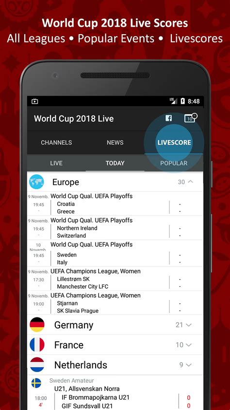 Live and upcoming schedules for football games. World Cup 2018 TV Live - Football TV - Live Scores for ...