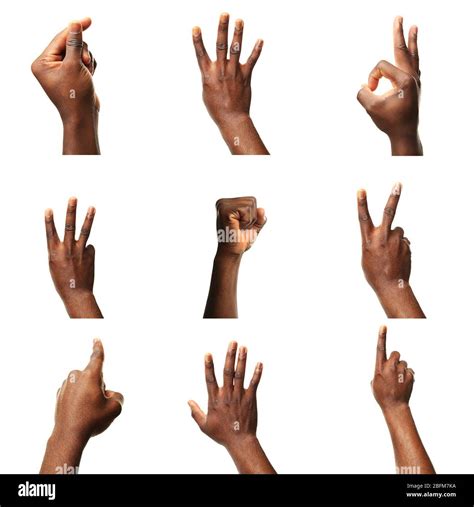 Set Of Male Hands Gestures Isolated On White Stock Photo Alamy