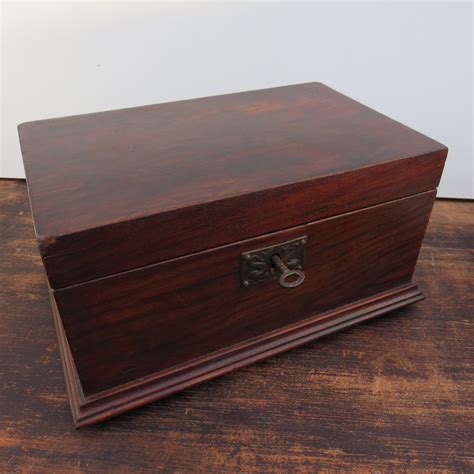 Victorian Wooden Trinket Box With Key Antique Casket Box Antique