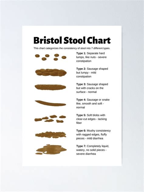 Bristol Stool Chart For Identifying Bowel Movement Consistency Poster