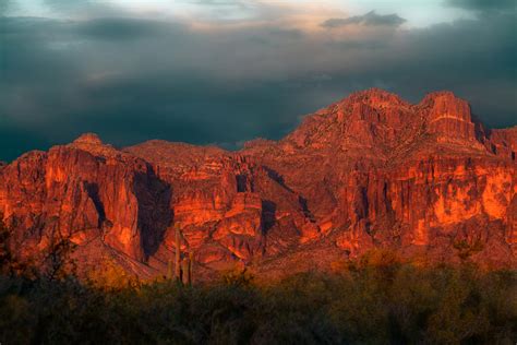 Superstition Mountains West Face Sunset By Photosbyraven On Deviantart