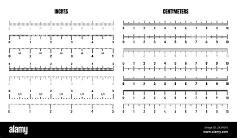 Realistic Black Centimeter And Inch Scale For Measuring Length Or