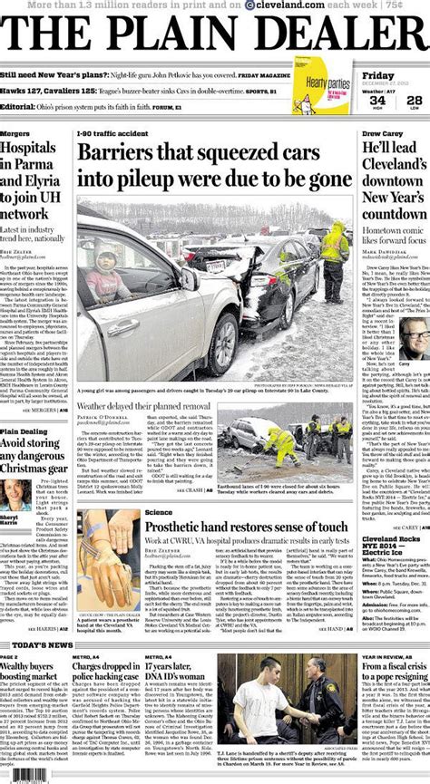 the plain dealer s front page for december 27 2013