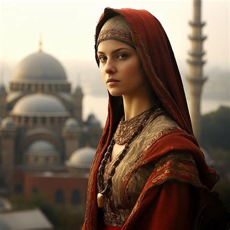 Premium AI Image Turkish Woman Full Shot With The Majestic Topkapi