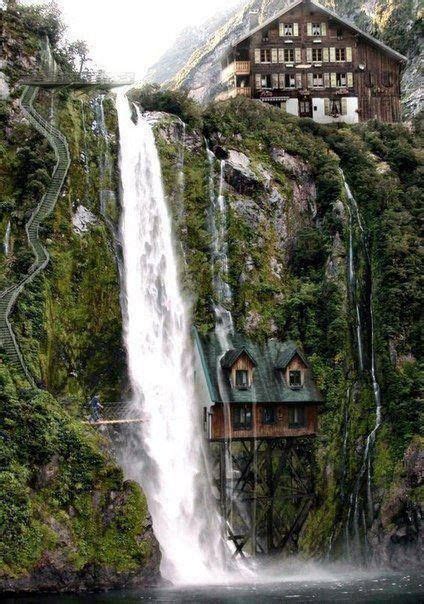 House Under The Waterfall Switzerland Beautiful Places Wonders Of