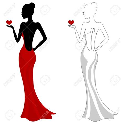 Beautiful Girl In A Red Dress Royalty Free Cliparts Vectors And