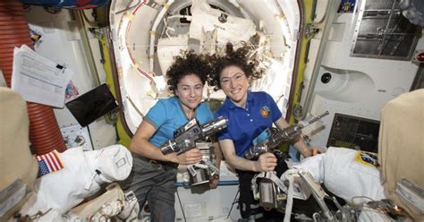 all female spacewalk nasa astronauts christina koch jessica meir outside international space