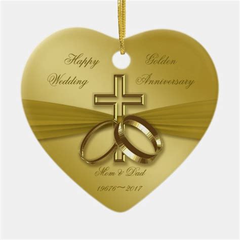 Religious Golden 50th Wedding Anniversary Ornament