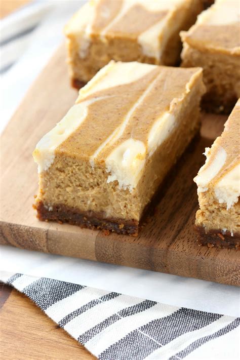swirled pumpkin pie cheesecake bars with gingersnap crust a kitchen addiction
