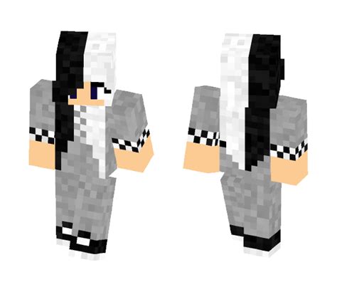 Download 06 Gray Girl ~ Black White Hair Minecraft Skin