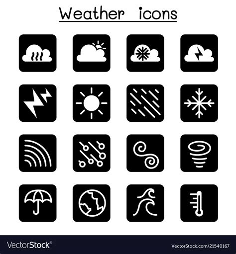 Weather Meteorology Climate Icon Set Royalty Free Vector