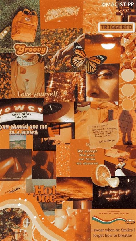 Pastel Orange Aesthetic Wallpaper Collage