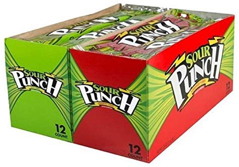 Sour Punch Straws Dual Pack Strawberry And Apple Fruit Flavors Chewy Candy 2oz Trays 24 Pack