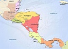 Mapa de América central | Paises y Capitales de Centroamérica ...