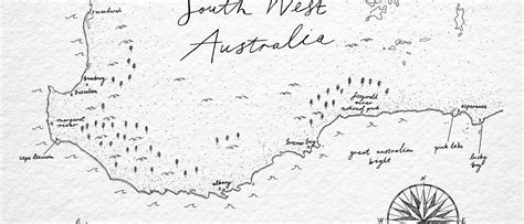 South West Australia Map Illustration Limited Edition Print Atlas The