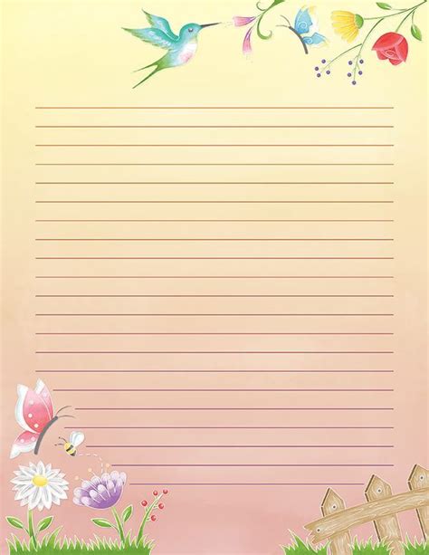 Hummingbird Printable Stationery Letter Writing Paper Memo Paper Note