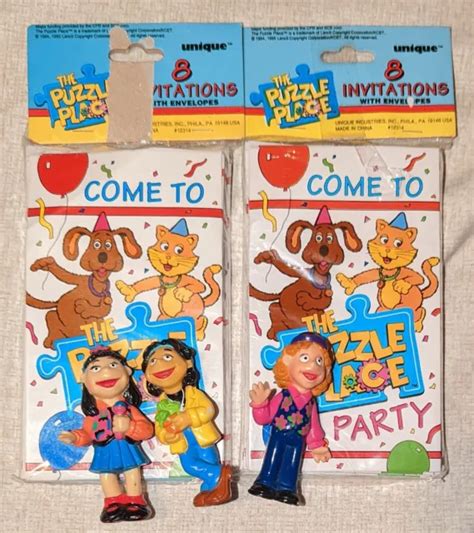 Puzzle Place Kids Party Invitations X2 Pkg 1994 3 Pvc Figures Pbs