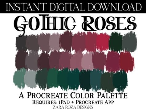 Gothic Roses Procreate Color Palette Dark Red Green Brown Etsy