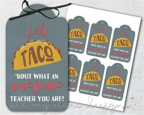 Printable Lets Taco Bout What An Awesome Teacher You Etsy