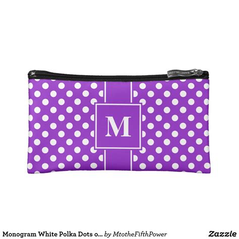 Monogram White Polka Dots On Purple Makeup Bag Bags