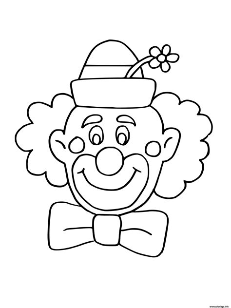 Coloriage Amusant Clown Souriant Et Un Chapeau Avec Fleur Dessin Clown Imprimer