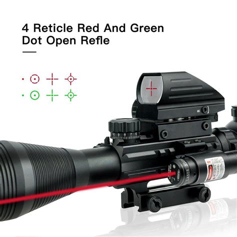 Lirisy Rifle Scope With Red Laser Tactical Optics 4 12x50eg