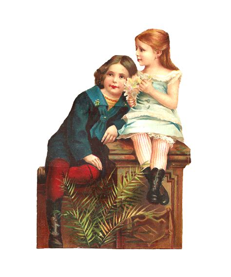 Antique Images: Free Vintage Graphic: Victorian Girl and Boy Sitting on ...