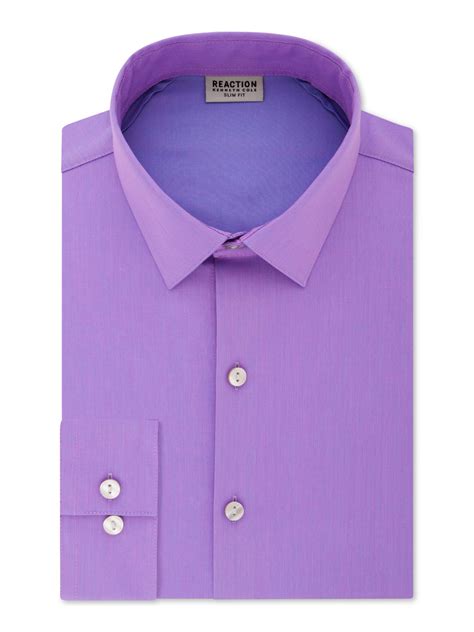 Kenneth Cole Mens Purple Heather Collared Work Dress Shirt Size 15 32