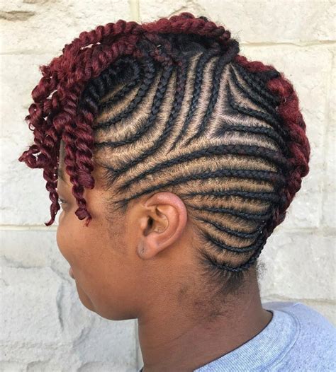 Mohawk Braid With Cornrows And Top Twists Hairbraids Short Natural