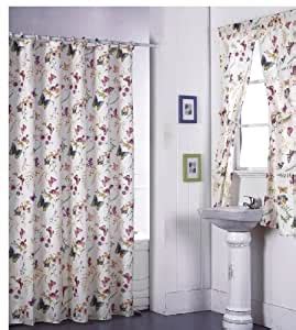Double swag shower curtain with matching window cu. Amazon.com: Diana's Butterfly Floral Bathroom Shower ...