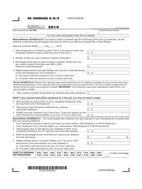 Pennsylvania Property Tax Rebate Form