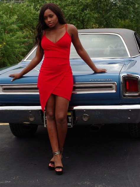 Shannon And My 69 Gtx Hot Cars Beautiful Black Women Hot Red Dress