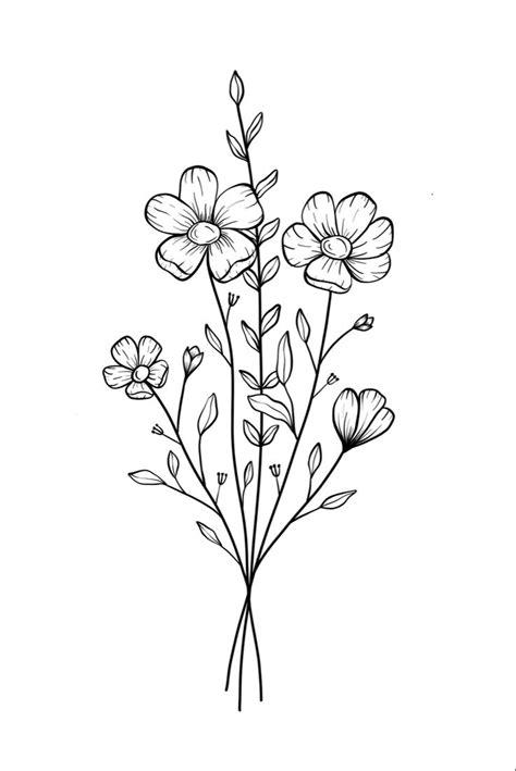 Line Art Simple Drawing Line Art Flower Art Tattoo Flower Idea