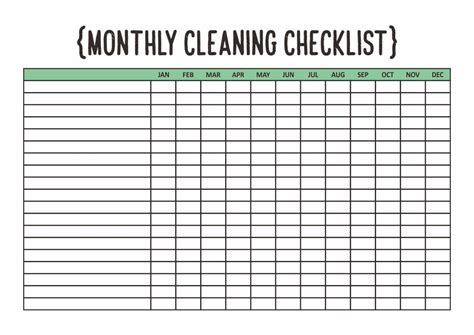 Printable Monthly Checklist Template