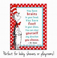 Dr. Seuss Quote Printable Wall Art Cat in the Hat, Brains in your head ...
