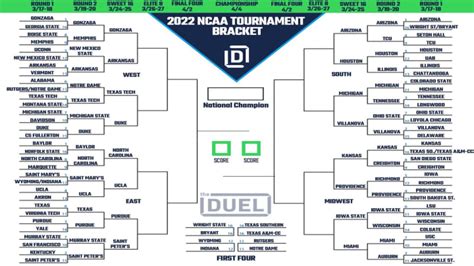 Printable 2022 March Madness Bracket Heading Into Sweet 16 Of Ncaa Tournament